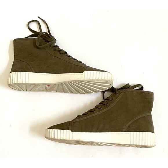 Vince High Top Casual Canvas Sneaker Army Green Size 7 Medium - Picture 5 of 9